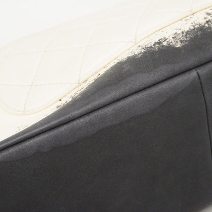 Chanel Shoulder Bag Quilted Lambskin White Black Silver — view 8