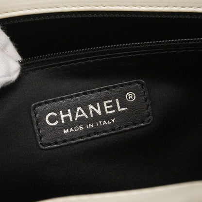 Chanel Shoulder Bag Quilted Lambskin White Black Silver — view 5