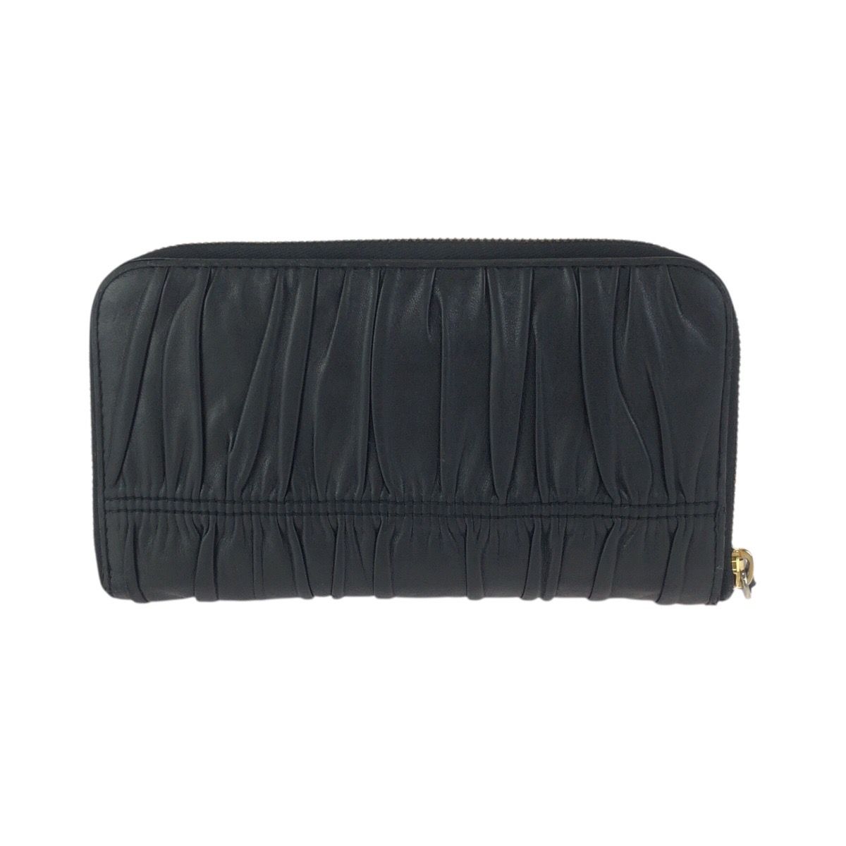 Prada Black Gold Leather Wallet Zip Around — view 2