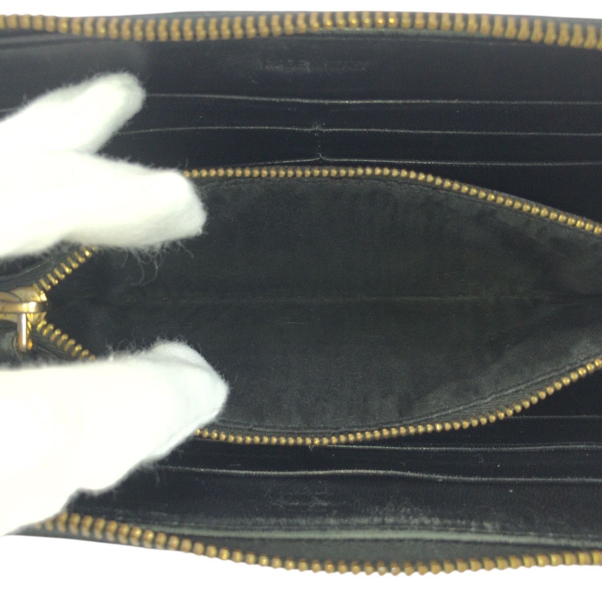 Prada Black Gold Leather Wallet Zip Around — view 8