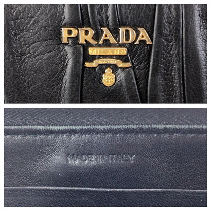 Prada Black Gold Leather Wallet Zip Around — view 5