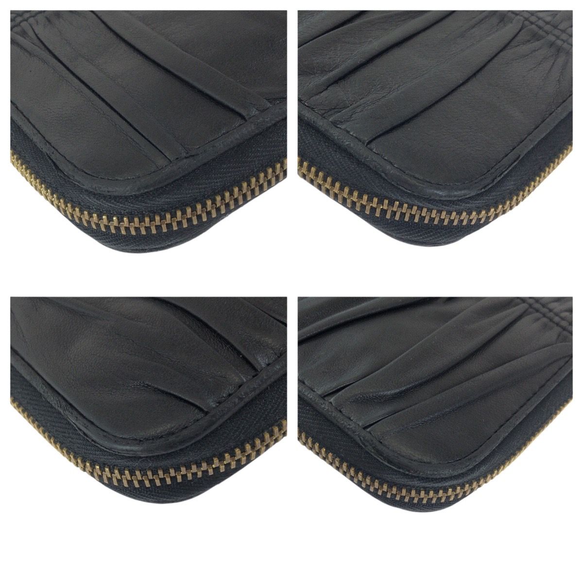 Prada Black Gold Leather Wallet Zip Around — view 3
