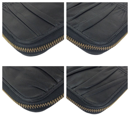 Prada Black Gold Leather Wallet Zip Around — view 3