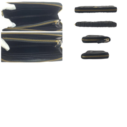 Prada Black Gold Leather Wallet Zip Around — view 9