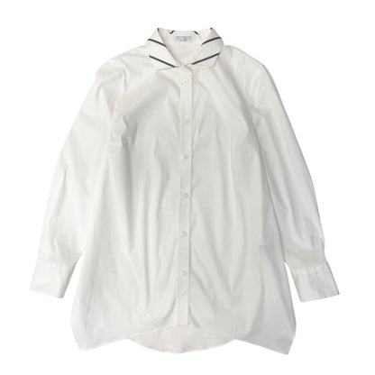 Brunello Cucinelli Long Sleeve Shirt Top Bead Decoration Stretch S White — view 2