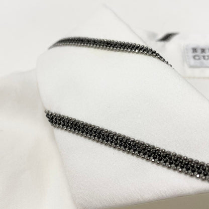 Brunello Cucinelli Long Sleeve Shirt Top Bead Decoration Stretch S White — view 8
