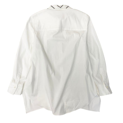 Brunello Cucinelli Long Sleeve Shirt Top Bead Decoration Stretch S White — view 3