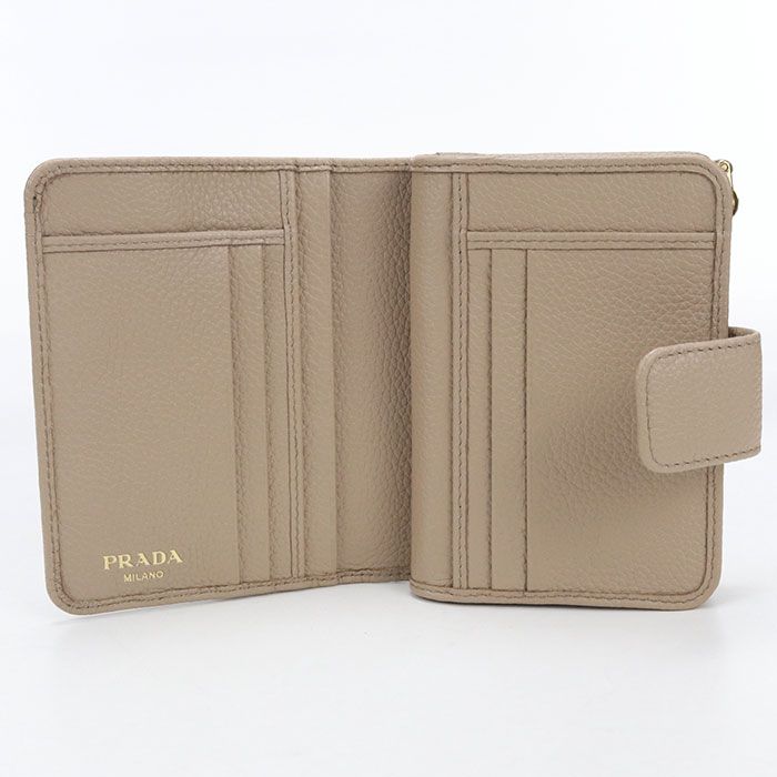 Prada Vitello Gray Leather Bifold Wallet Calf — view 3
