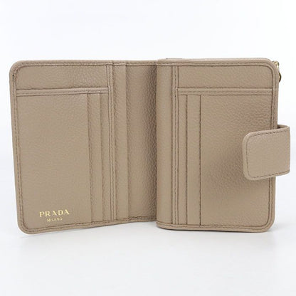 Prada Vitello Gray Leather Bifold Wallet Calf — view 3