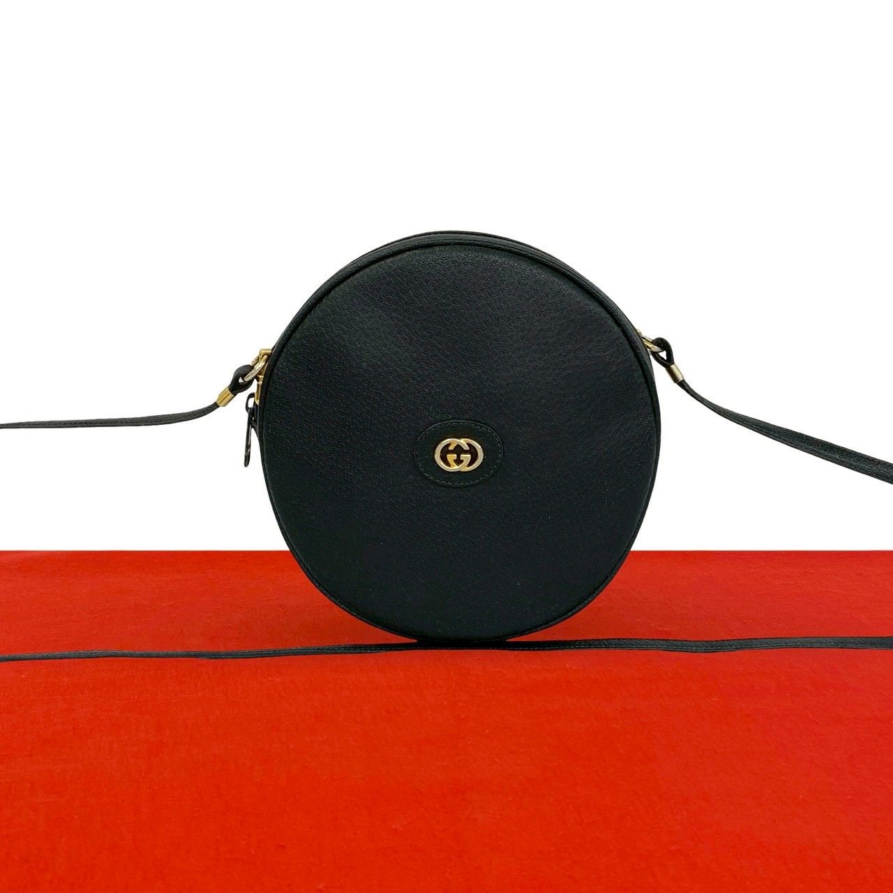 Gucci Vintage GG Logo Leather Mini Shoulder Bag Pochette Black