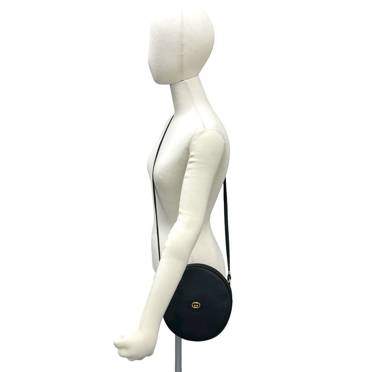 Gucci Vintage GG Logo Leather Mini Shoulder Bag Pochette Black — view 2