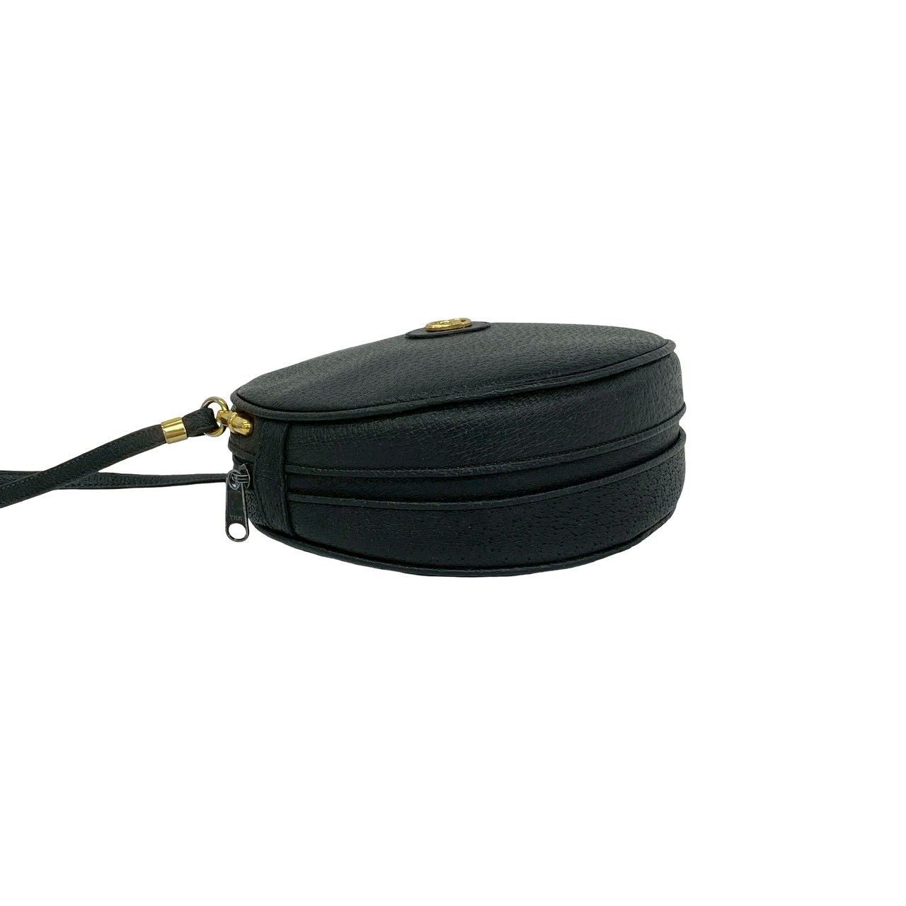 Gucci Vintage GG Logo Leather Mini Shoulder Bag Pochette Black — view 7