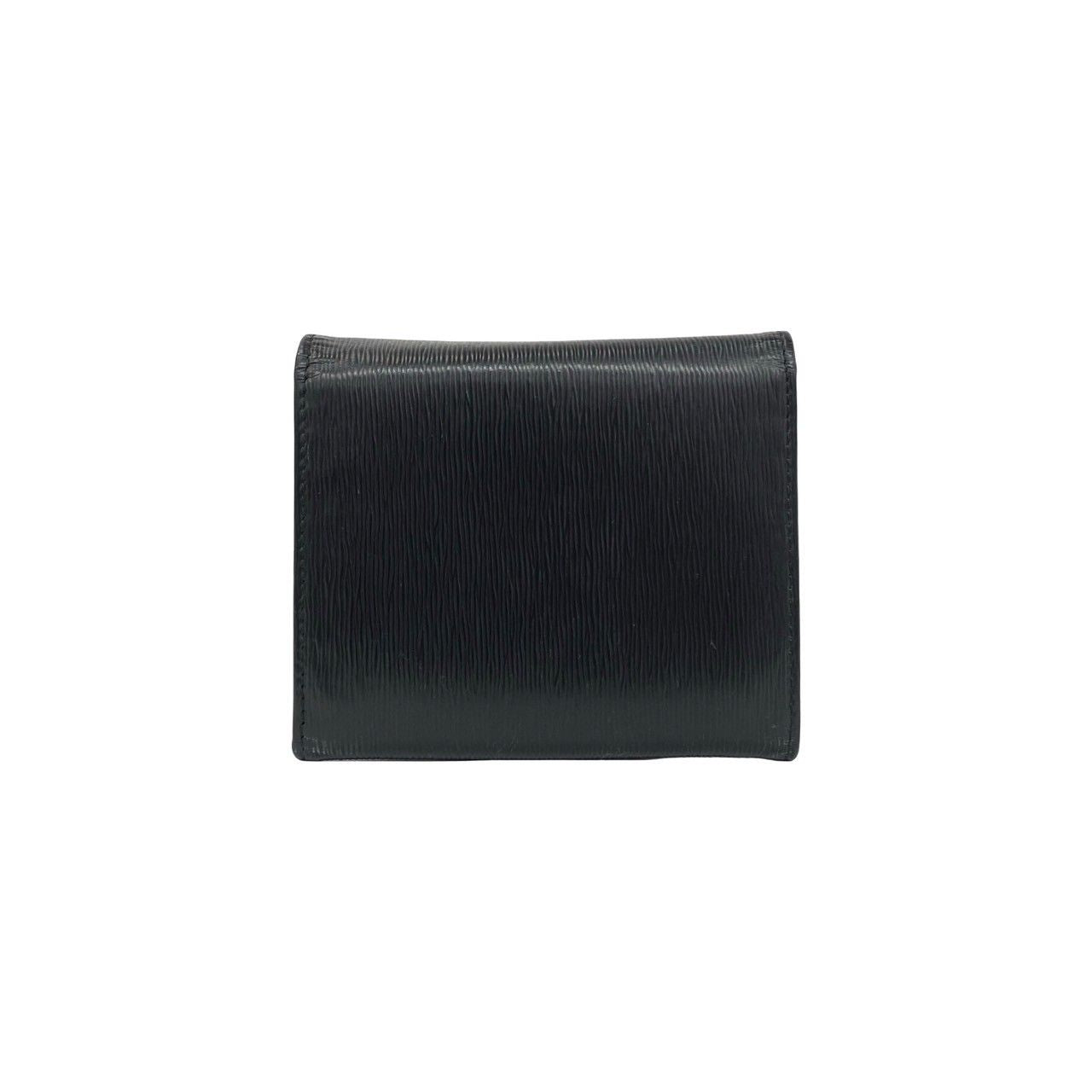 Prada Logo Vitterom Bu Leather Trifold Wallet Mini Coin Case Card Black — view 2