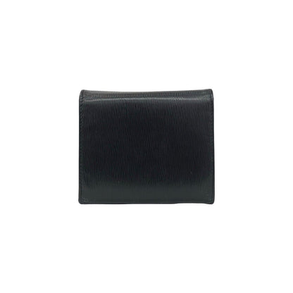 Prada Logo Vitterom Bu Leather Trifold Wallet Mini Coin Case Card Black — view 2