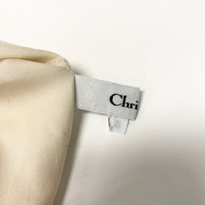 Dior Open Collar Short Sleeve Shirt Silk Logo Embroidery M Light Beige — view 7