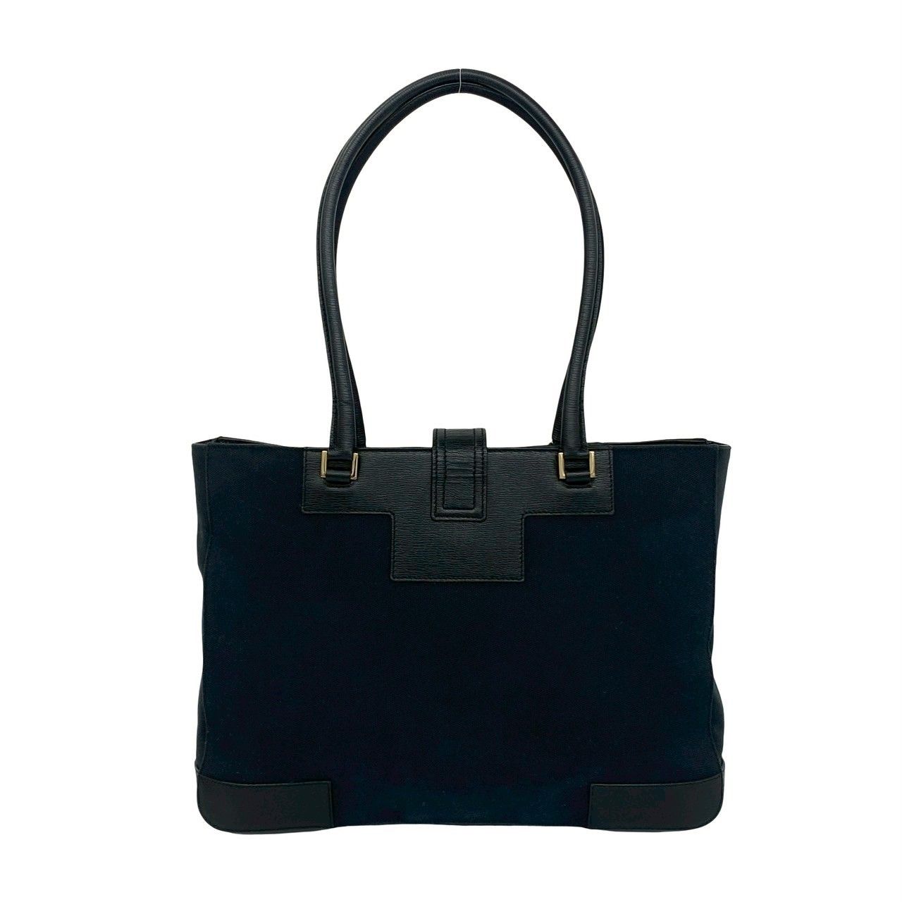 Gucci Vintage Logo Canvas Leather Tote Black — view 3