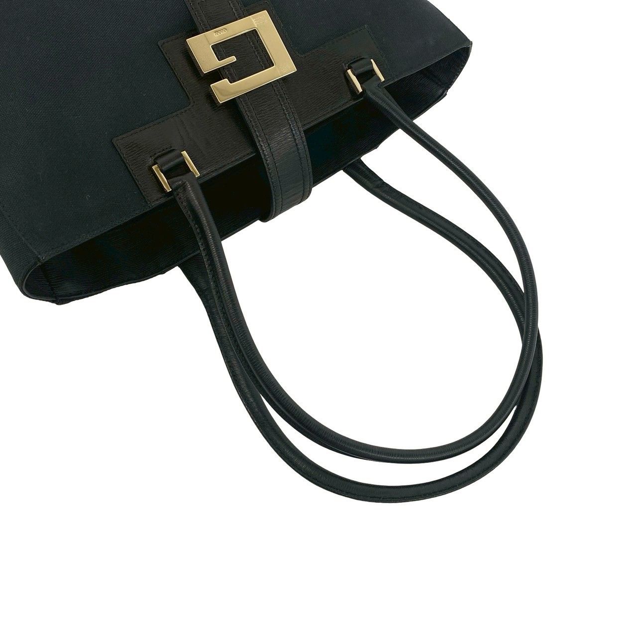 Gucci Vintage Logo Canvas Leather Tote Black — view 4