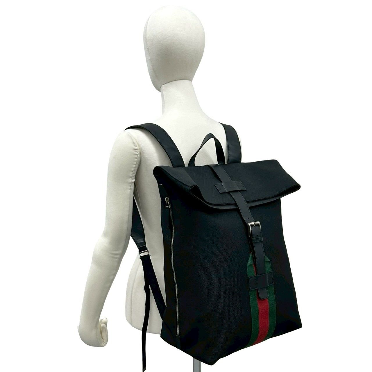 Gucci Sherry Line Web Canvas Leather Backpack Black — view 2