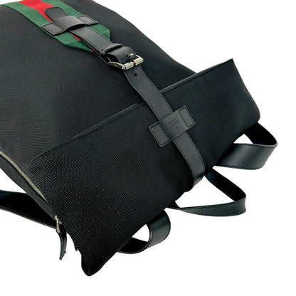 Gucci Sherry Line Web Canvas Leather Backpack Black — view 4