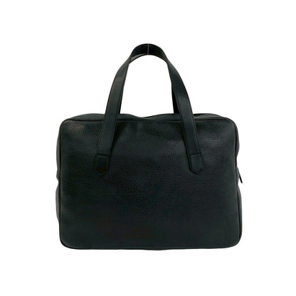 Dior Vintage CD Logo Leather Handbag Business Bag Black — view 3