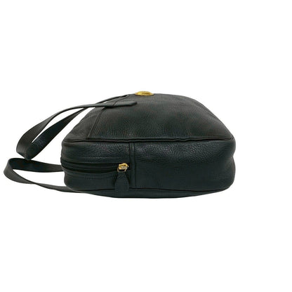 Dior Vintage CD Logo Leather Handbag Business Bag Black — view 5