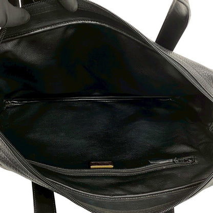 Dior Vintage CD Logo Leather Handbag Business Bag Black — view 9