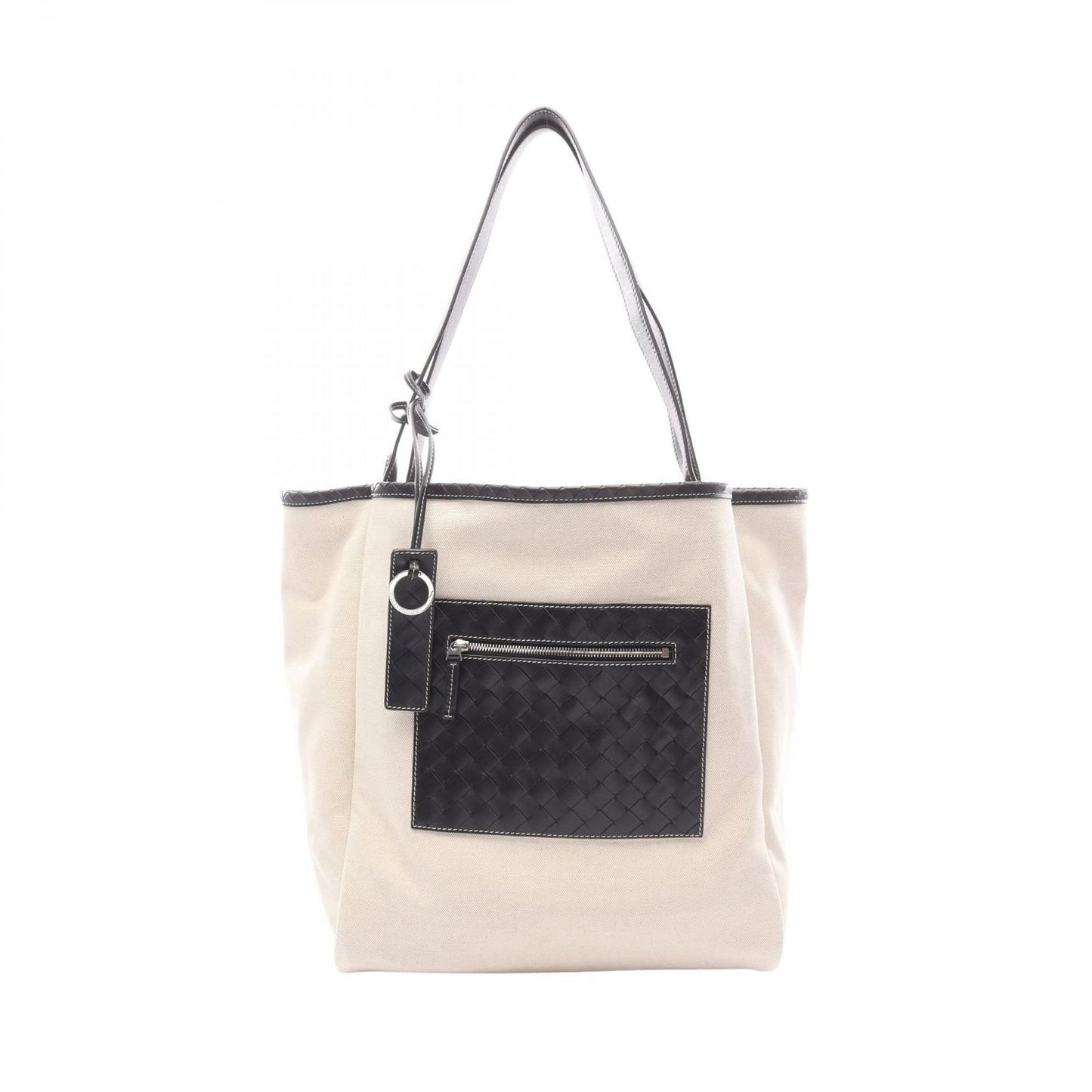 Bottega Veneta Tote Corriere Reversible Khaki Black Canvas Leather Intrecciato
