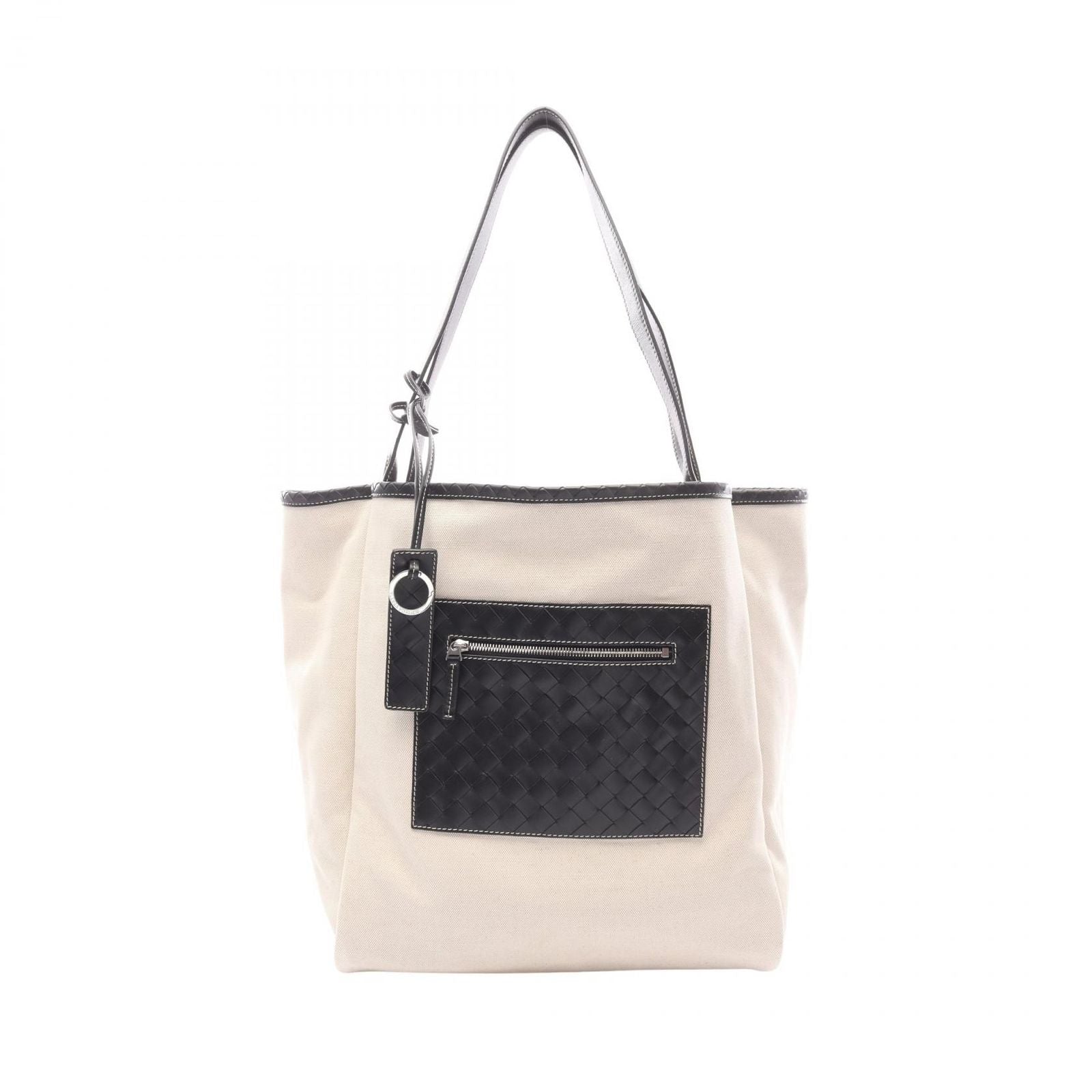 Bottega Veneta Tote Corriere Reversible Khaki Black Canvas Leather Intrecciato