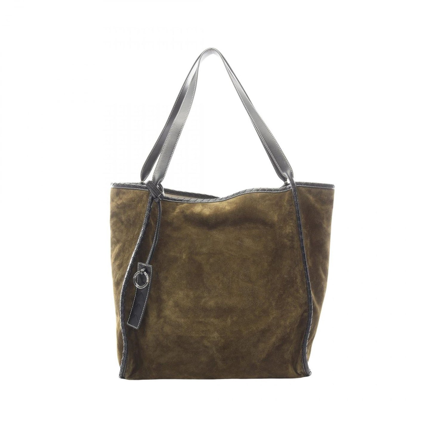 Bottega Veneta Tote Corriere Reversible Khaki Black Canvas Leather Intrecciato — view 5