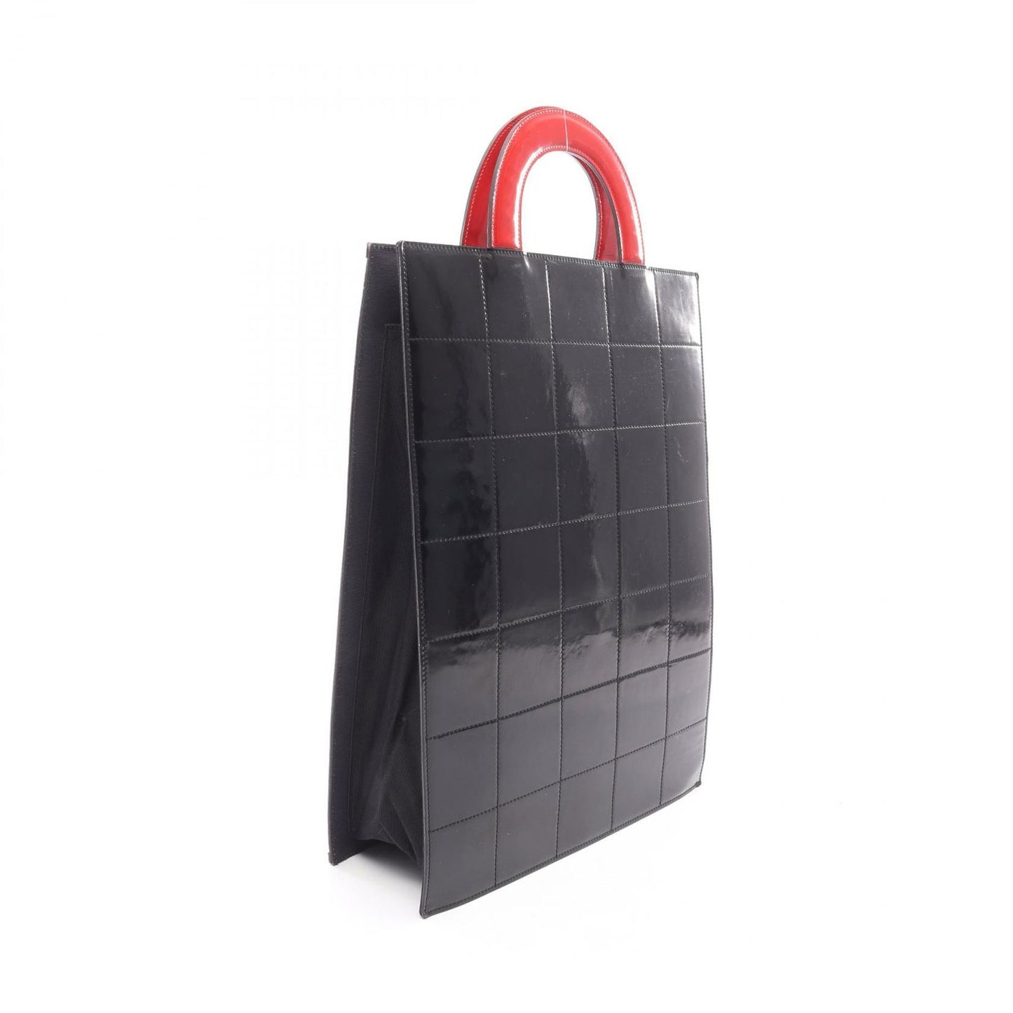 Chanel Tote Coco Mademoiselle Choco Bar Black Red White Patent Leather Handbag — view 2