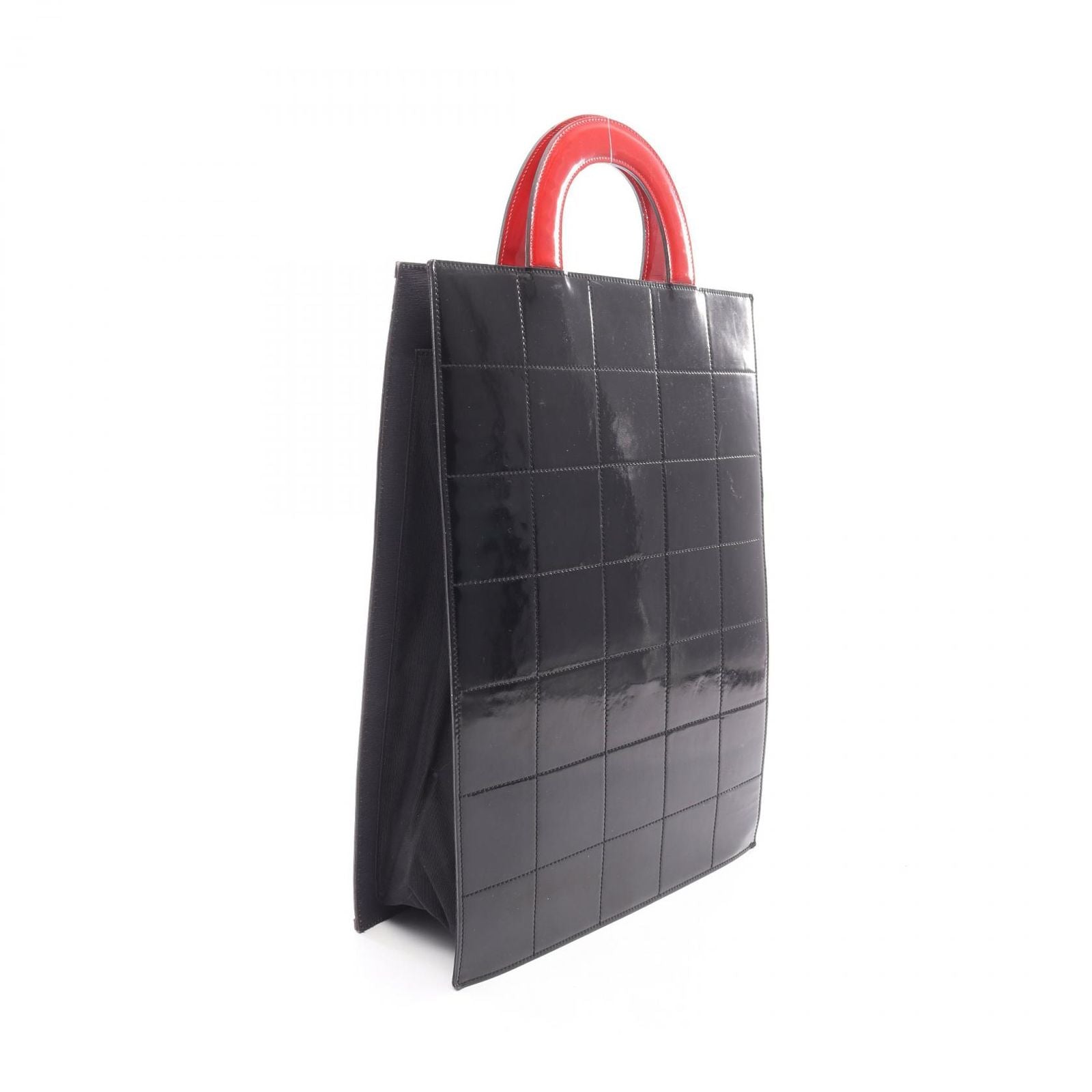 Chanel Tote Coco Mademoiselle Choco Bar Black Red White Patent Leather Handbag — view 2