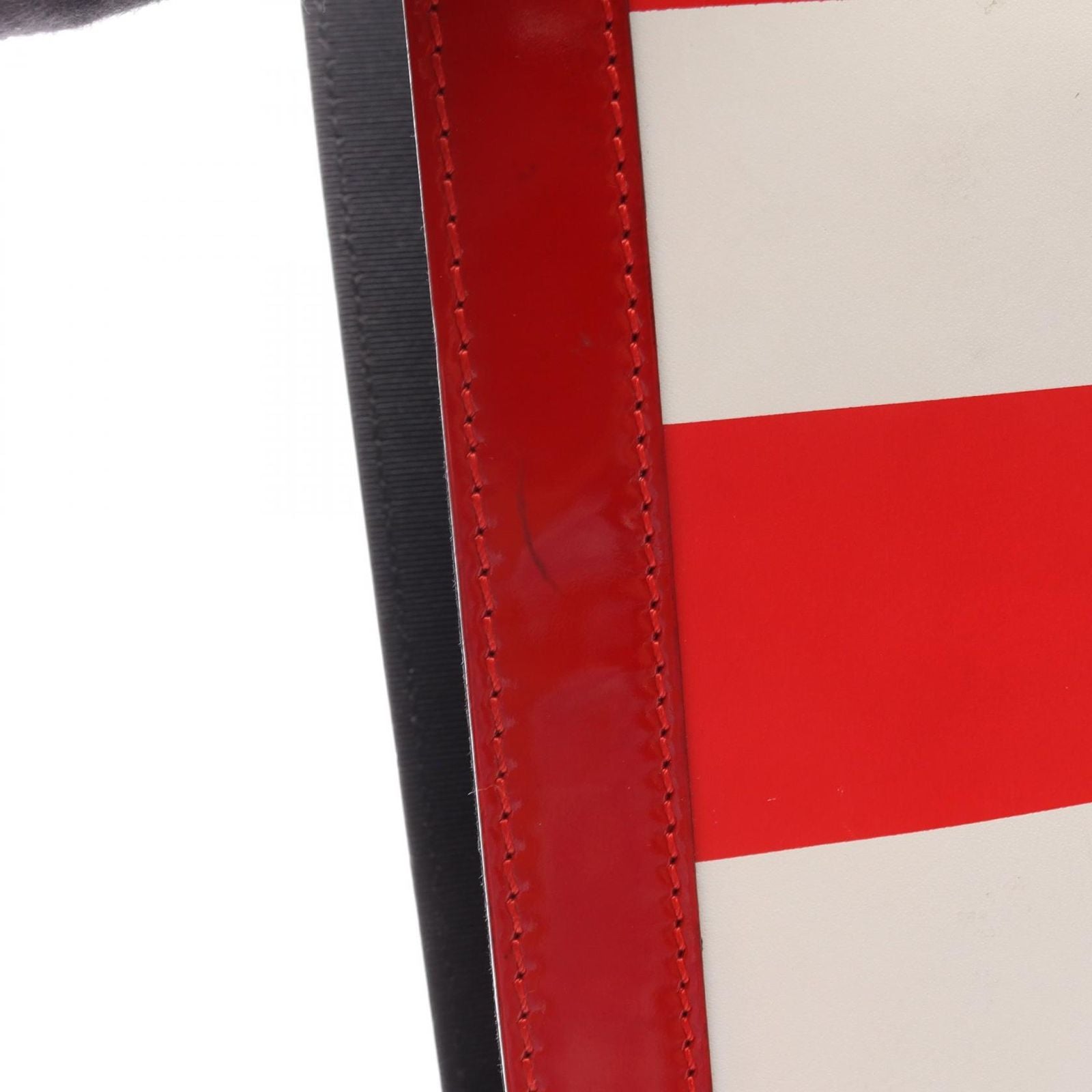 Chanel Tote Coco Mademoiselle Choco Bar Black Red White Patent Leather Handbag — view 8
