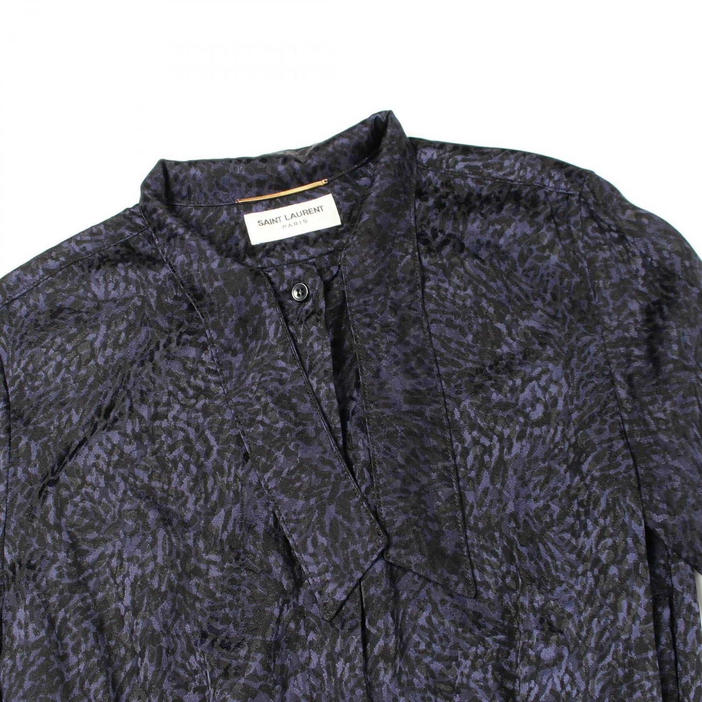 Saint Laurent Paris Dress Bowtie All Over Pattern Long Sleeve Silk — view 7