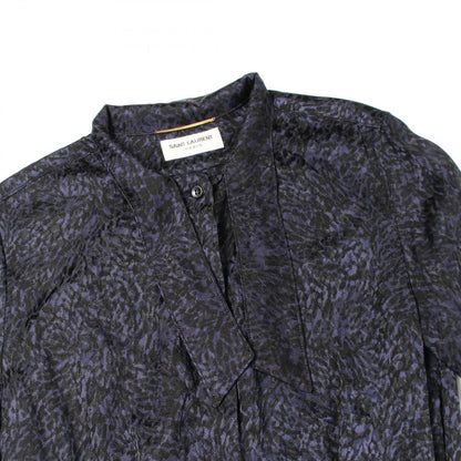 Saint Laurent Paris Dress Bowtie All Over Pattern Long Sleeve Silk — view 7
