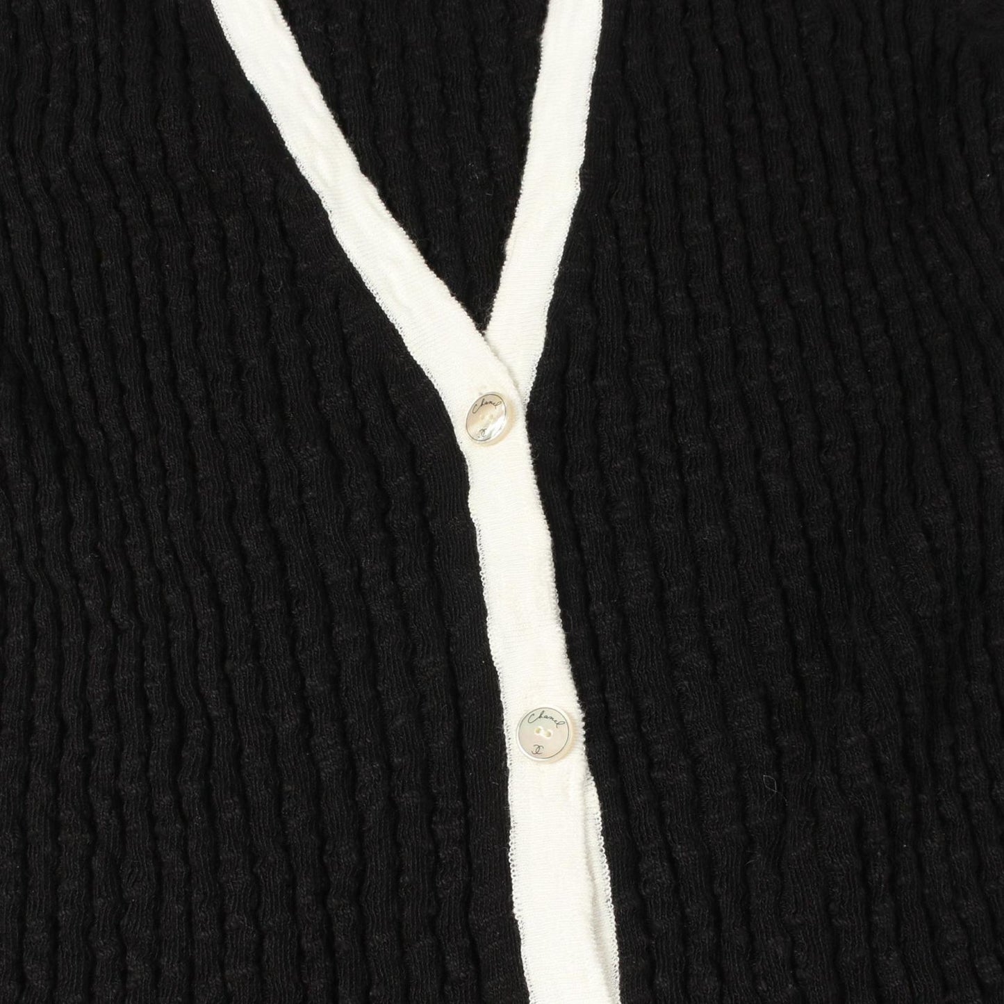 Chanel Cardigan CC Logo Button Neck Long Cotton — view 8