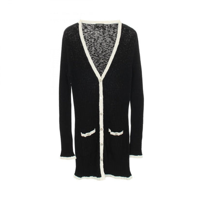 Chanel Cardigan CC Logo Button Neck Long Cotton