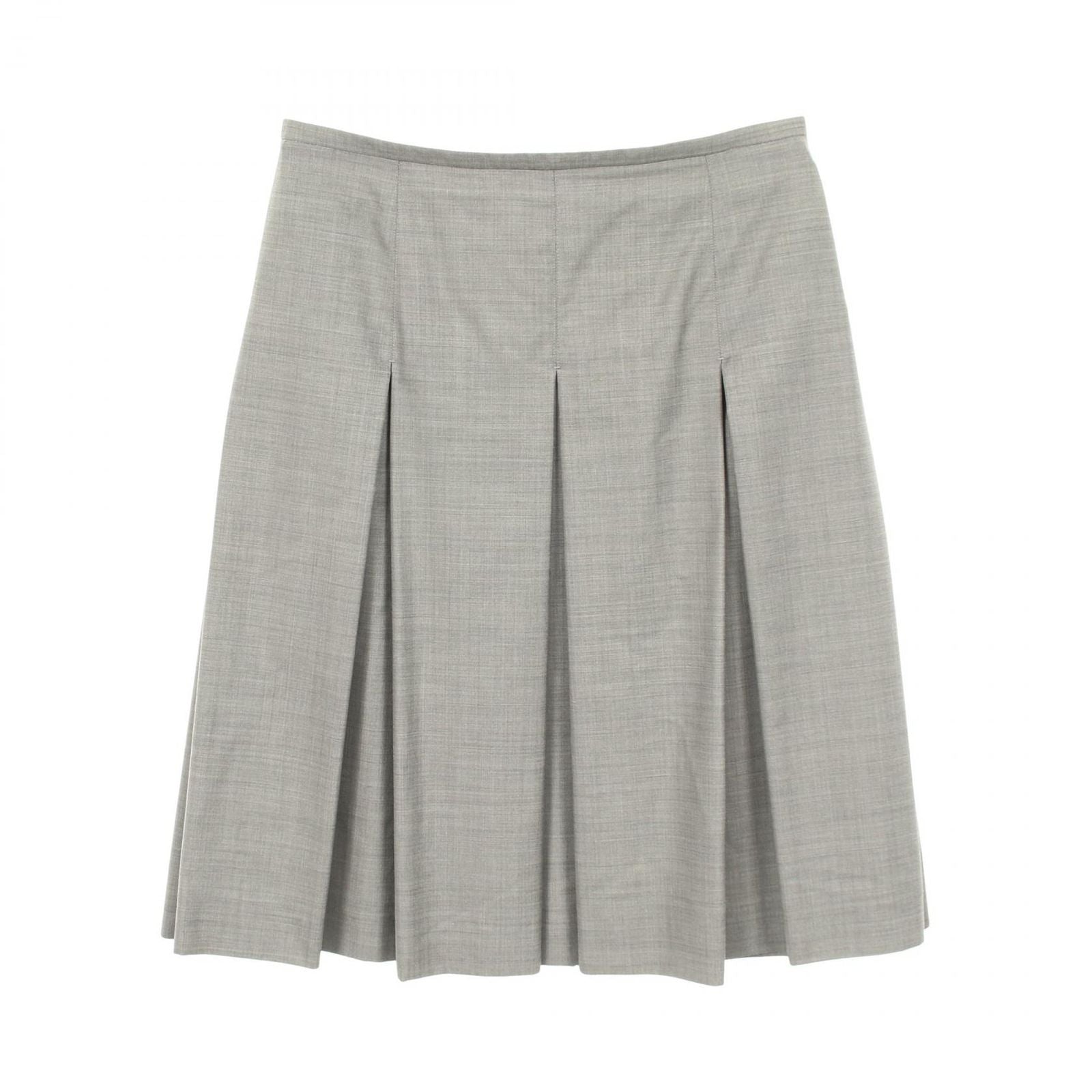 Hermes Skirt Box Pleated Wool Silk