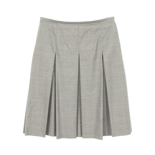 Hermes Skirt Box Pleated Wool Silk