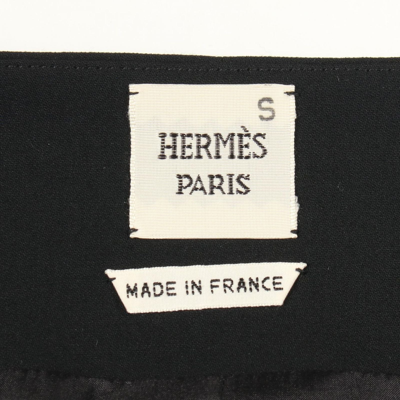 Hermes Skirt with Belt Black Wool Wrap Leather — view 3