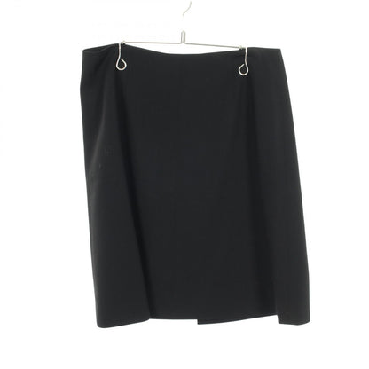 Hermes Skirt with Belt Black Wool Wrap Leather — view 2