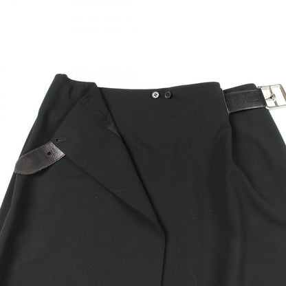 Hermes Skirt with Belt Black Wool Wrap Leather — view 5
