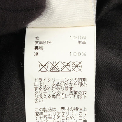 Hermes Skirt with Belt Black Wool Wrap Leather — view 4