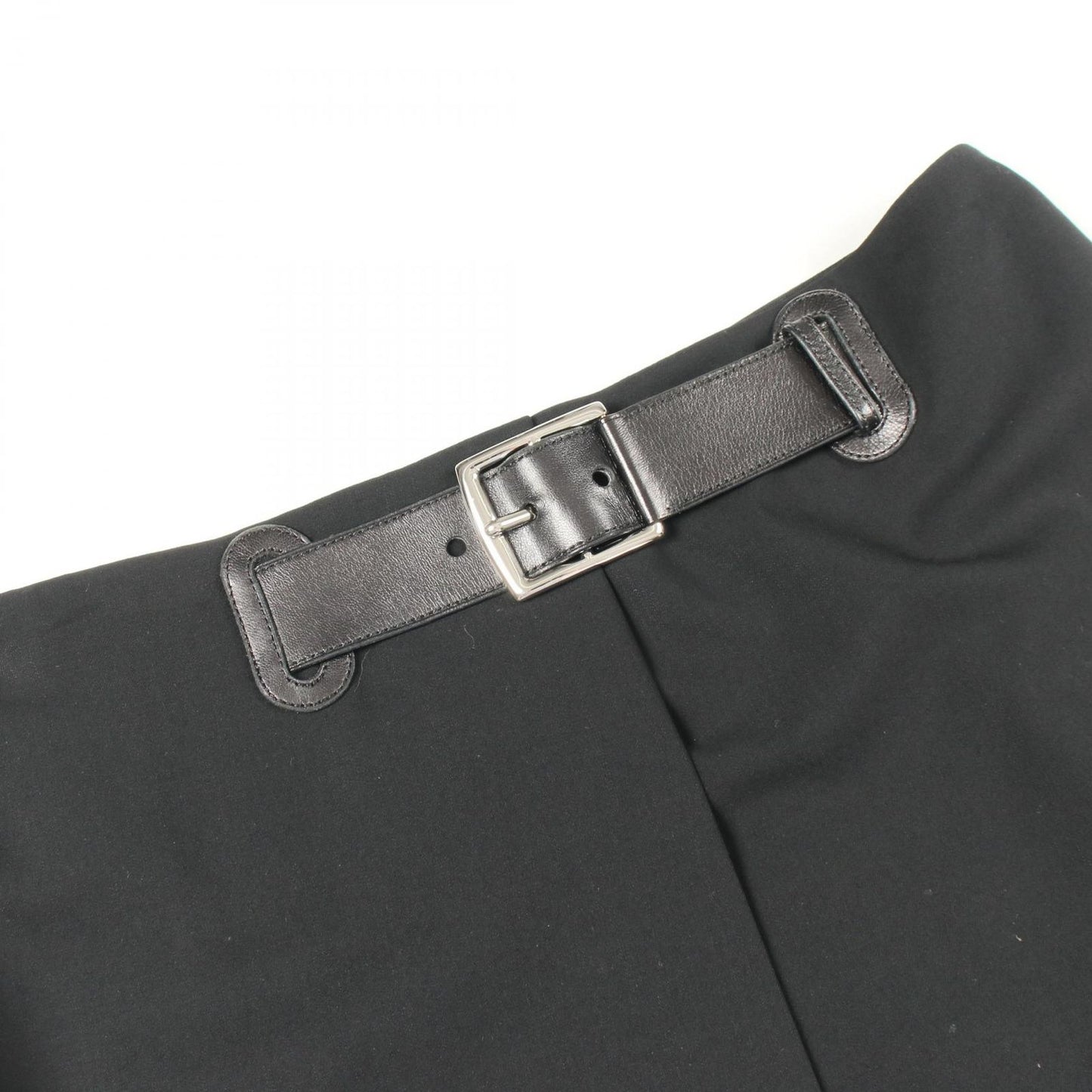 Hermes Skirt with Belt Black Wool Wrap Leather — view 9