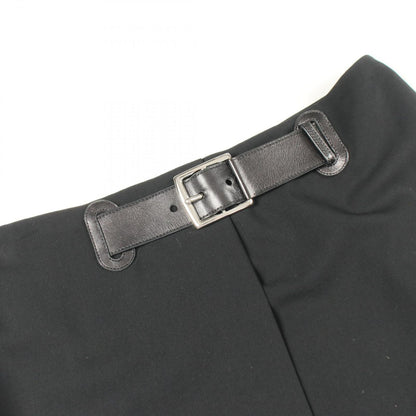 Hermes Skirt with Belt Black Wool Wrap Leather — view 9