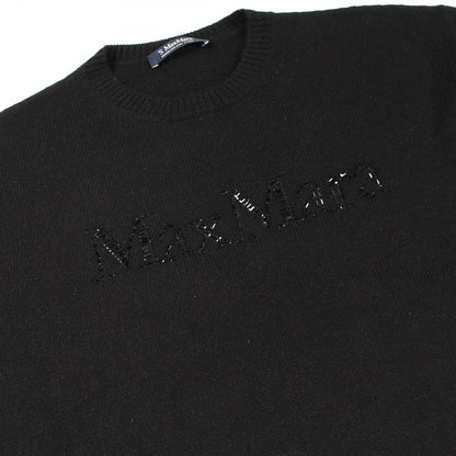 Max Mara S 'S Knit Kassel Crew Neck Logo Black Wool Cashmere Sweater — view 6