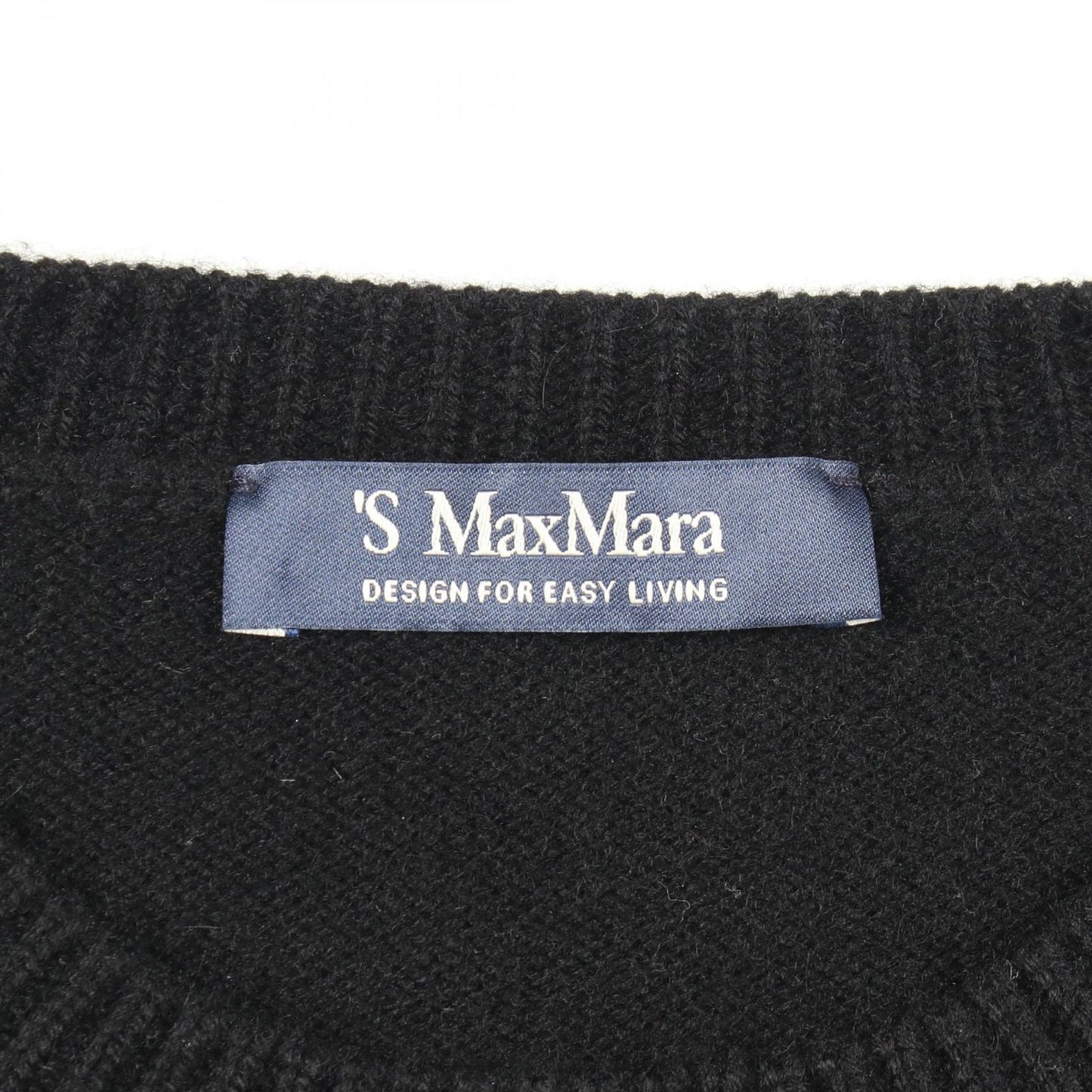 Max Mara S 'S Knit Kassel Crew Neck Logo Black Wool Cashmere Sweater — view 3