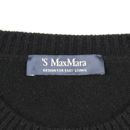 Max Mara S 'S Knit Kassel Crew Neck Logo Black Wool Cashmere Sweater — view 3