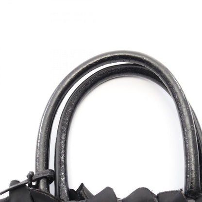 Prada Handbag Frill Black Nylon Patent Hand — view 6