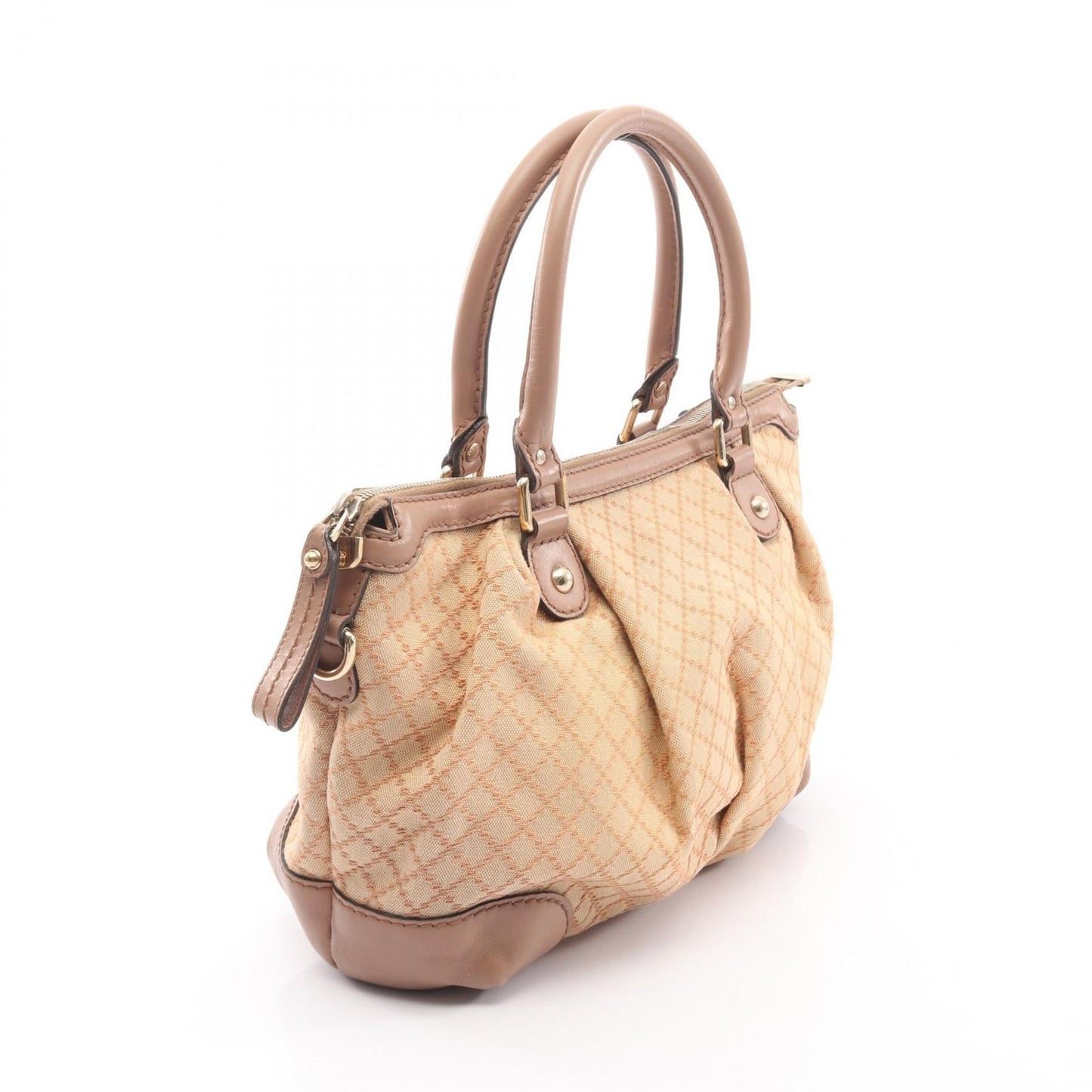 Gucci Handbag Ski Diamante Beige Canvas Leather Ski — view 2