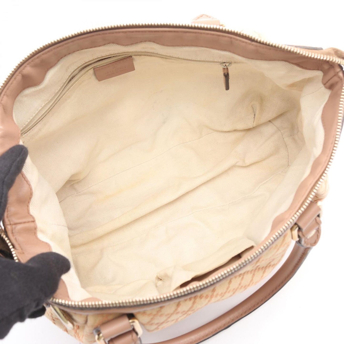 Gucci Handbag Ski Diamante Beige Canvas Leather Ski — view 3
